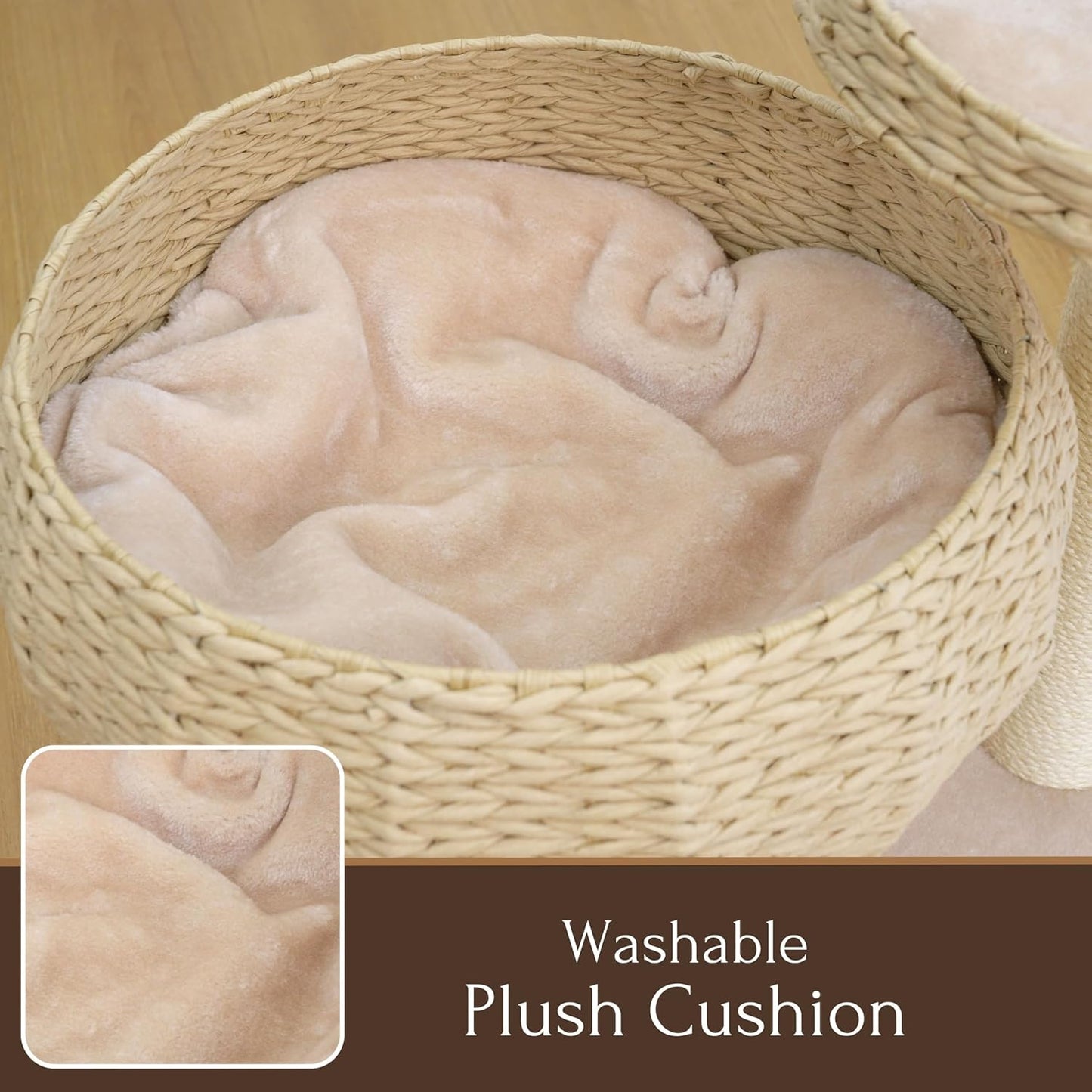 Velvetail™ CozyPerch – Eco-Friendly Paper Rope Cat Tree with Bowl Bed & Scratching Posts