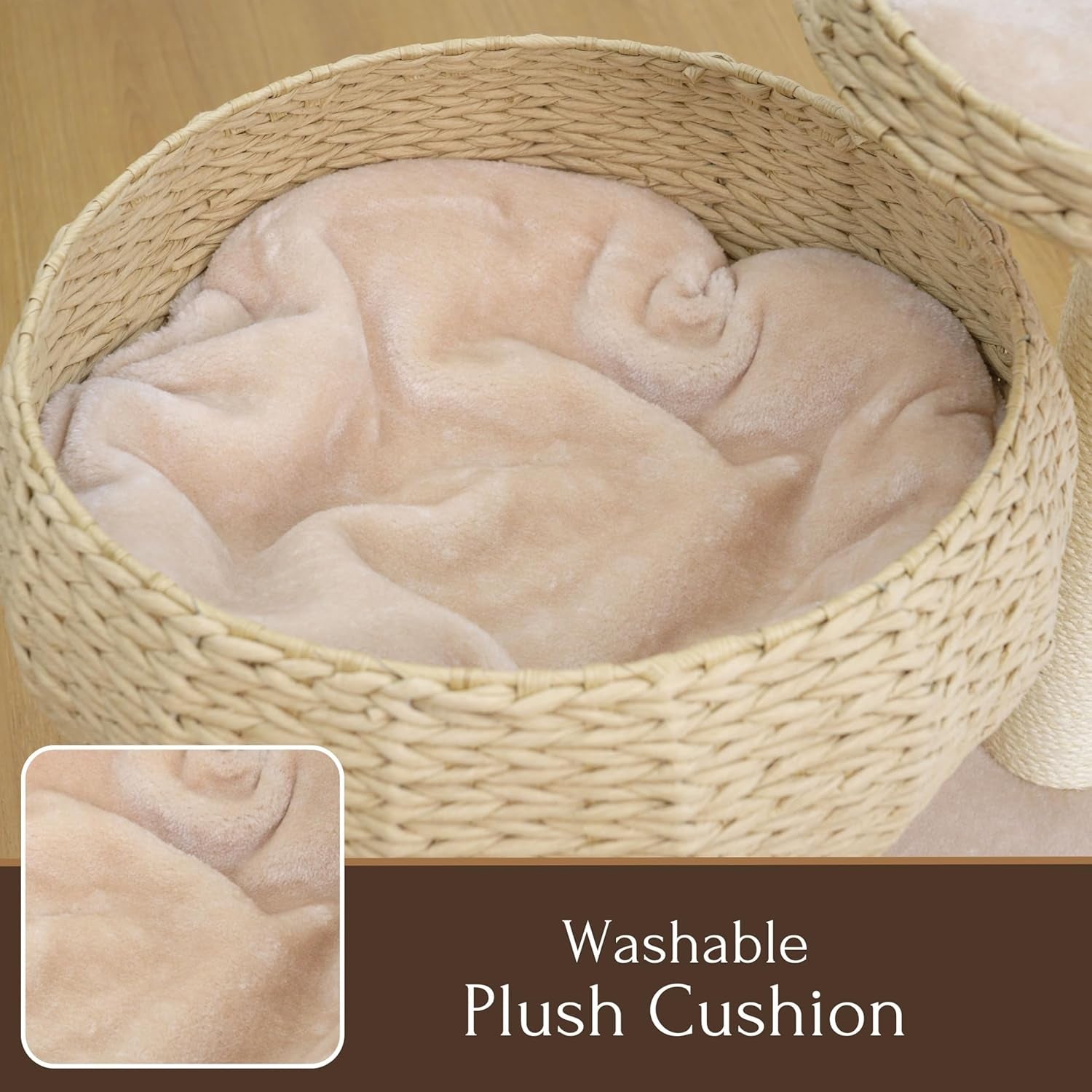 Velvetail™ CozyPerch – Eco-Friendly Paper Rope Cat Tree with Bowl Bed & Scratching Posts