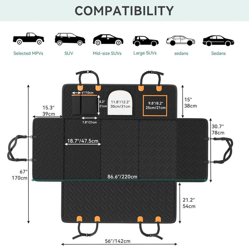 Velvetail™ RideGuard – Waterproof Back Seat Extender & Protector for Dogs