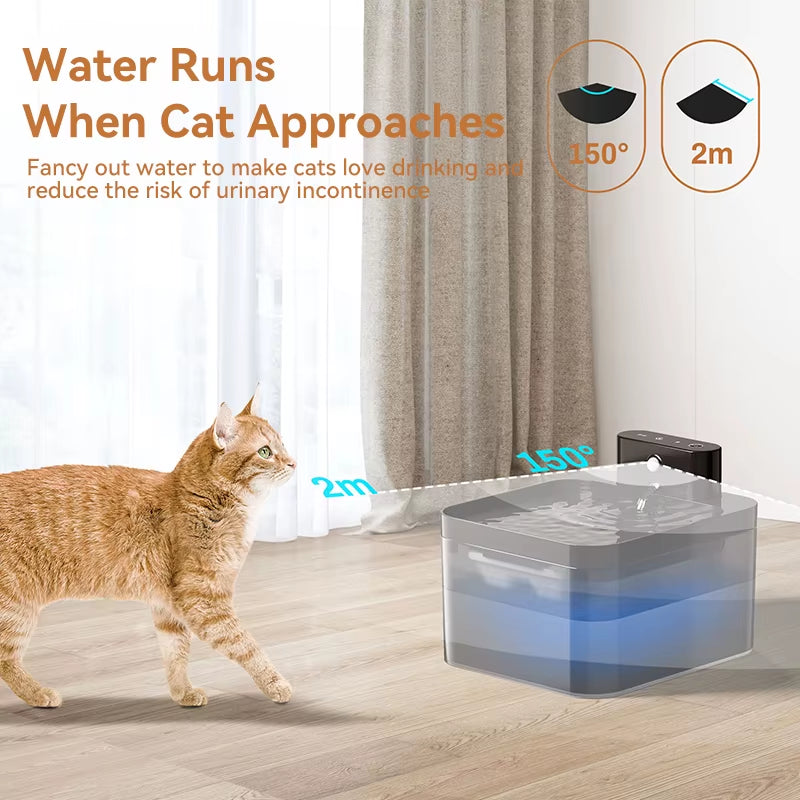 Velvetail™ AquaFlow – Wireless Smart Pet Fountain with Infrared Sensor
